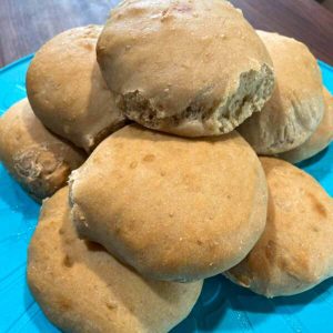 easy, homemade dairy free biscuits on a blue platter