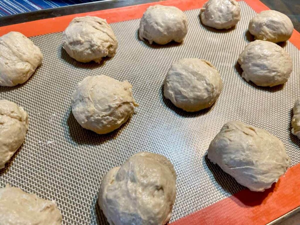 unbaked easy, homemade dairy free biscuits on a baking sheet
