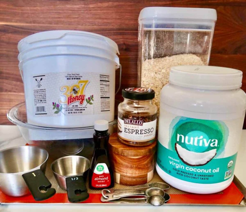 ingredients for making homemade espresso granola
