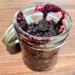 homemade honey sweetened jam in a glass jar
